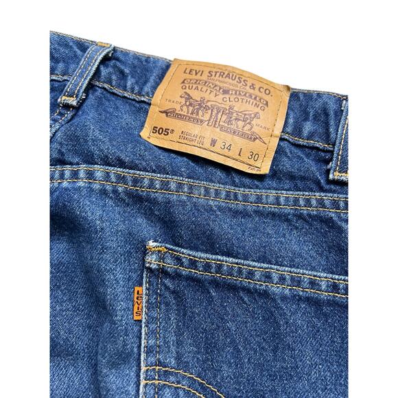 Vintage Levi’s 505 Regular Fit Straight Leg Jeans Blue Denim 34x30 Actual 32x31 - Picture 5 of 13